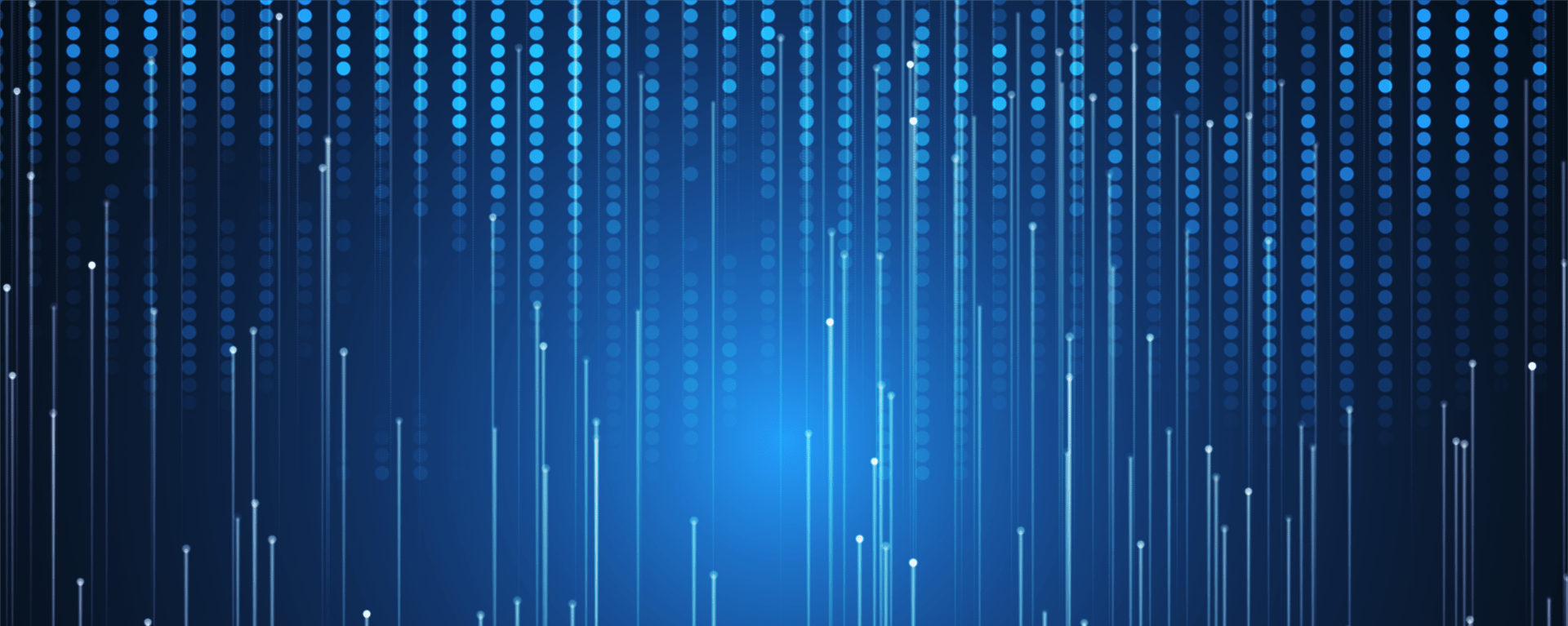 A digital graphic showing bright blue lines and dots on a dark background